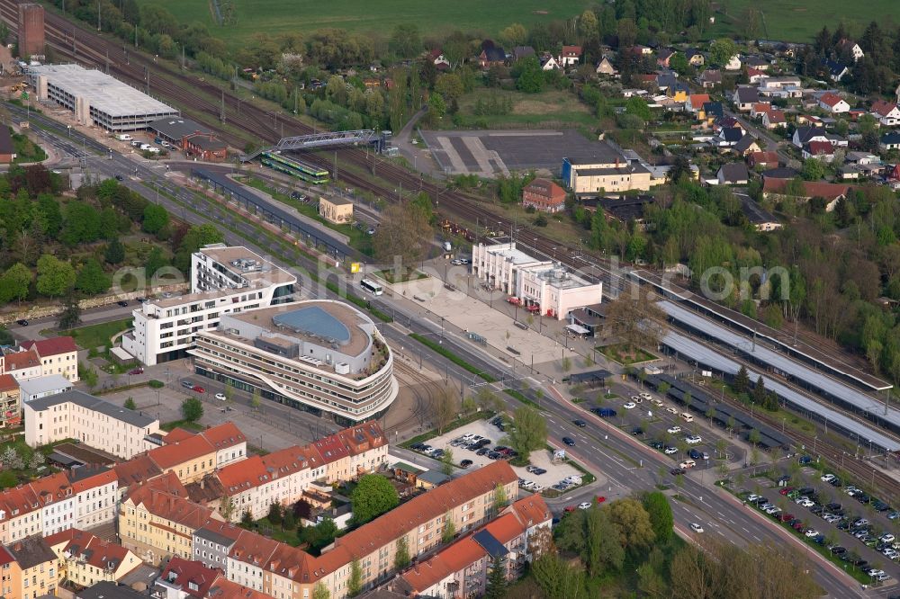 Aerial photograph Brandenburg an der Havel - Track progress and building of the main station of the railway in Brandenburg an der Havel in the state Brandenburg