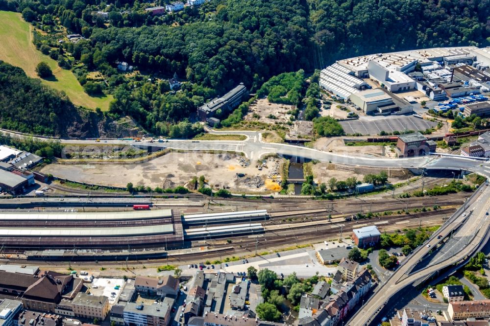 Aerial image Hagen - Track progress and building of the main station of the railway in Hagen in the state North Rhine-Westphalia, Germany