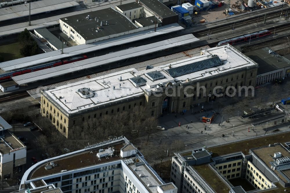 Magdeburg from above - Track progress and building of the main station of the railway in the district Altstadt in Magdeburg in the state Saxony-Anhalt