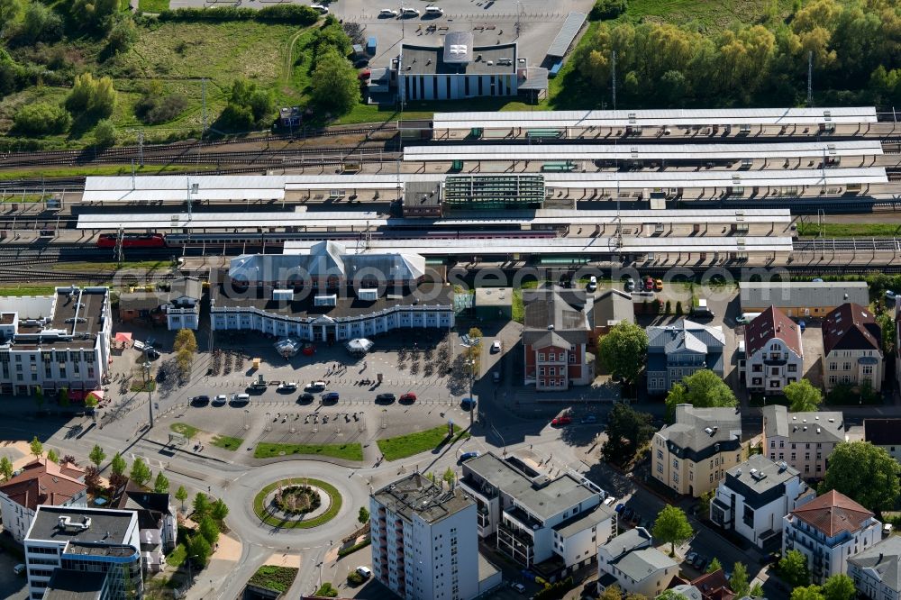 Rostock from above - Track progress and building of the main station of the railway in Rostock in the state , Germany