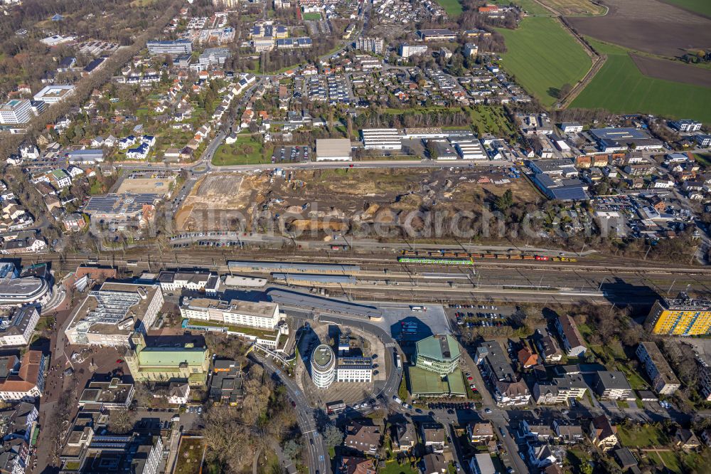 Aerial photograph Unna - Track progress and building of the main station of the railway in Unna at Ruhrgebiet in the state North Rhine-Westphalia, Germany