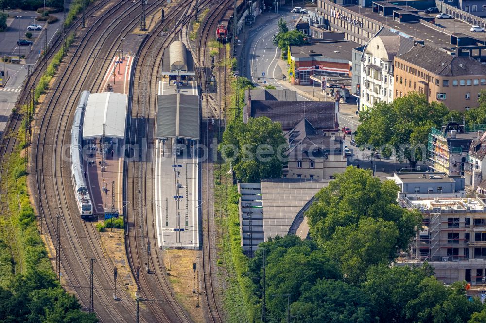 Aerial photograph Witten - Track progress and building of the main station of the railway in Witten in the state North Rhine-Westphalia, Germany