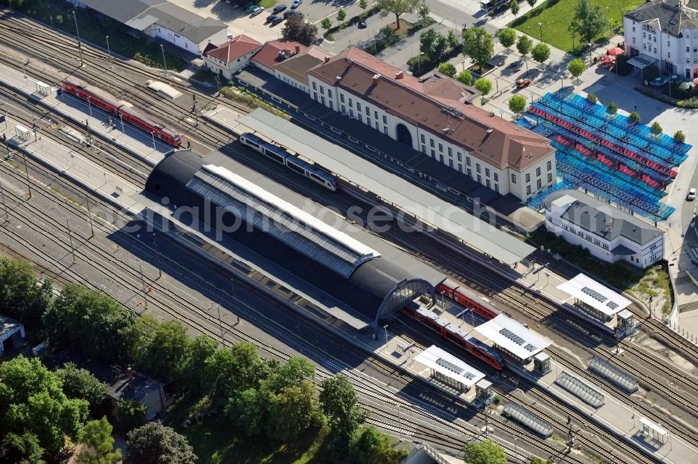 Gera from the bird's eye view: View of the central railway station Gera in the state Thuringia