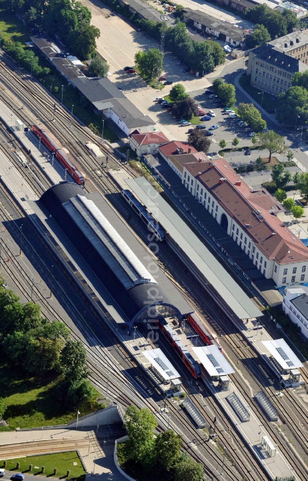 Aerial image Gera - View of the central railway station Gera in the state Thuringia