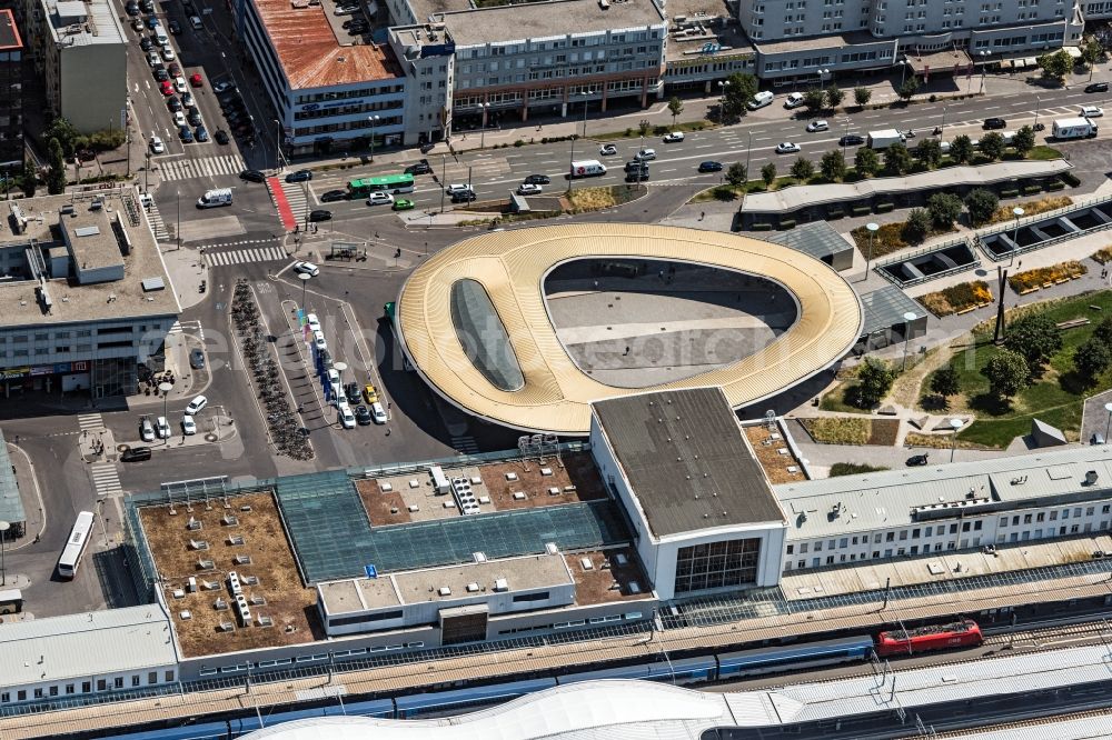 Aerial photograph Graz - Track progress and building of the main station of the railway in Graz in Steiermark, Austria