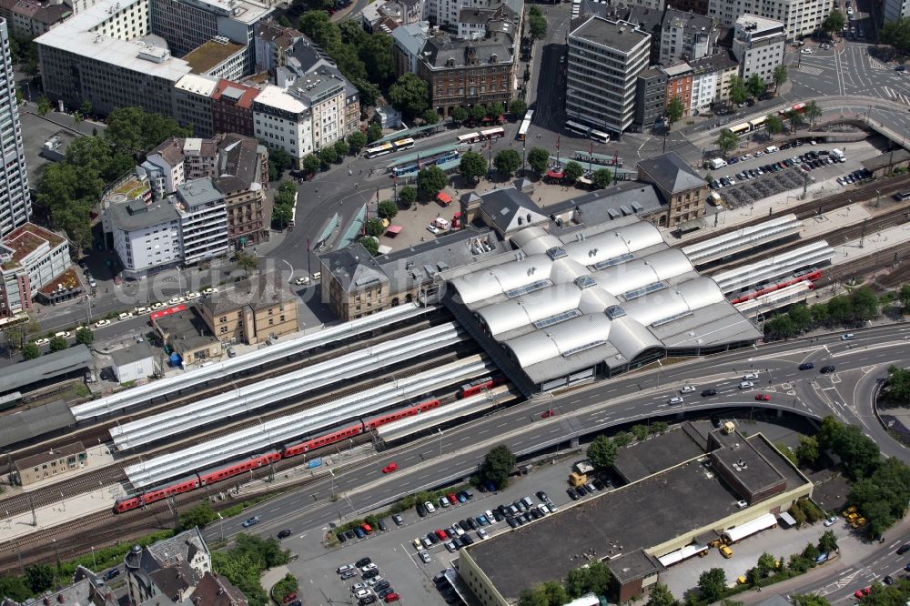 Aerial image Mainz - Mainz Central Station, in the state of Rhineland-Palatinate