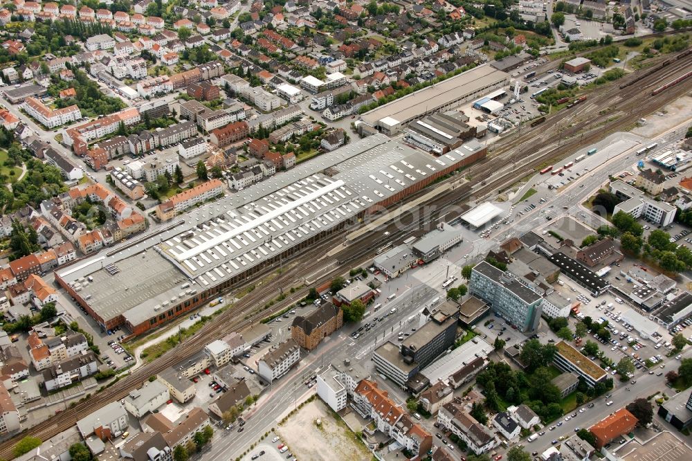 Aerial image Paderborn - View of the main station Paderborn in the state of North Rhine-Westphalia