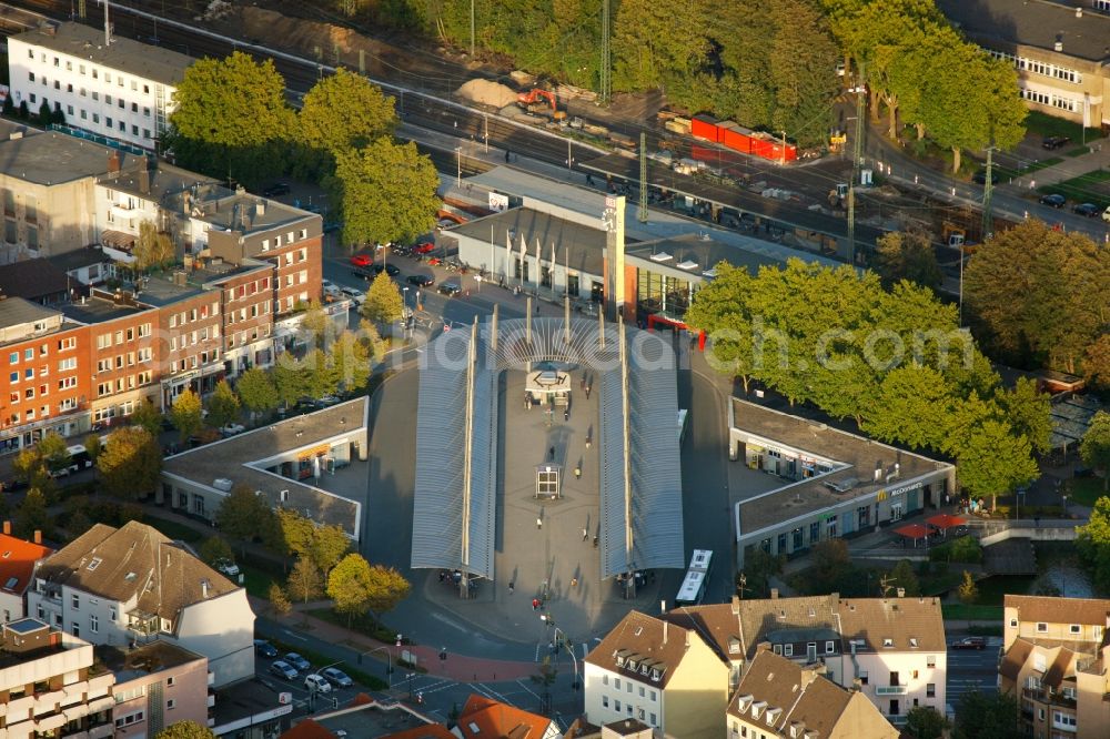 Recklinghausen from the bird's eye view: View of the Recklinghausen main station in the state of north Rhine-Westphalia