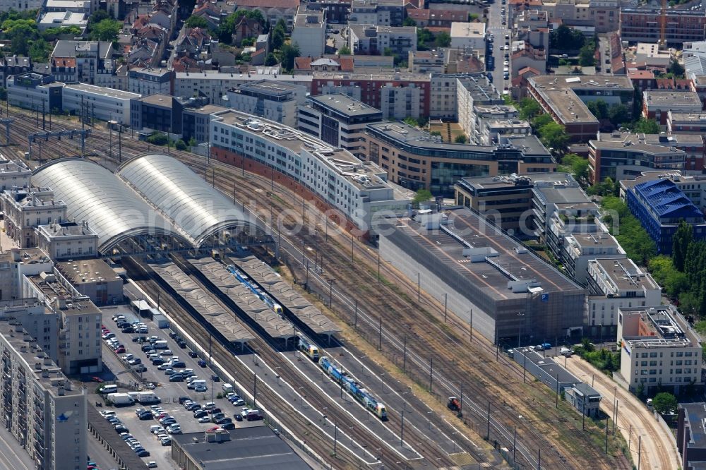 Aerial photograph Reims - Track progress and building of the main station of the railway in Reims in Grand Est, France