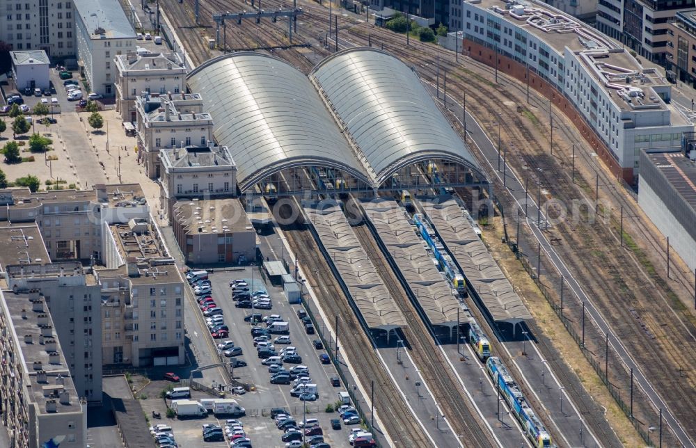 Aerial photograph Reims - Track progress and building of the main station of the railway in Reims in Grand Est, France