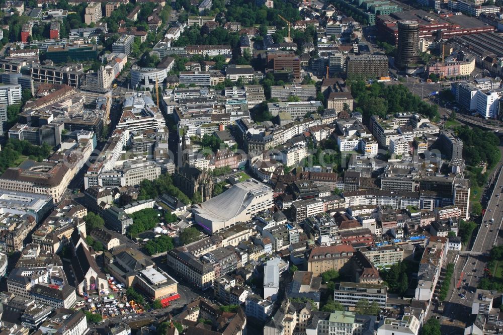 Aerial image Basel - Track progress and building of the main station of the railway of SBB in the district Gundeldingen in Basel, Switzerland