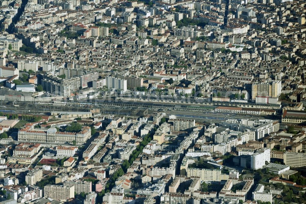 Aerial photograph Marseille - Track progress and building of the main station of the railway in Marseille in Provence-Alpes-Cote d'Azur, France