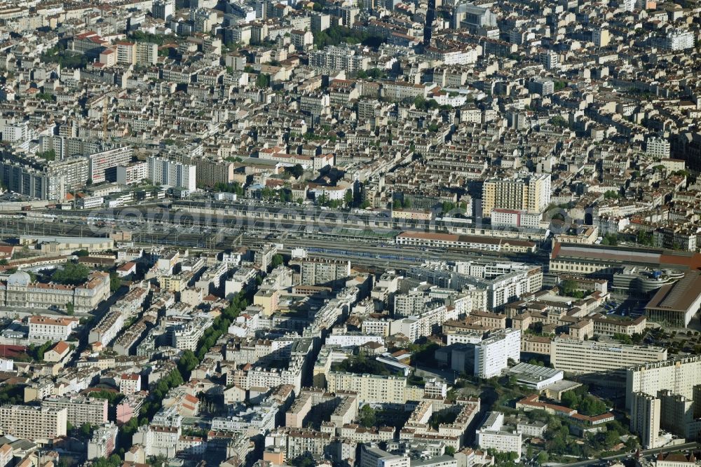 Marseille from the bird's eye view: Track progress and building of the main station of the railway in Marseille in Provence-Alpes-Cote d'Azur, France