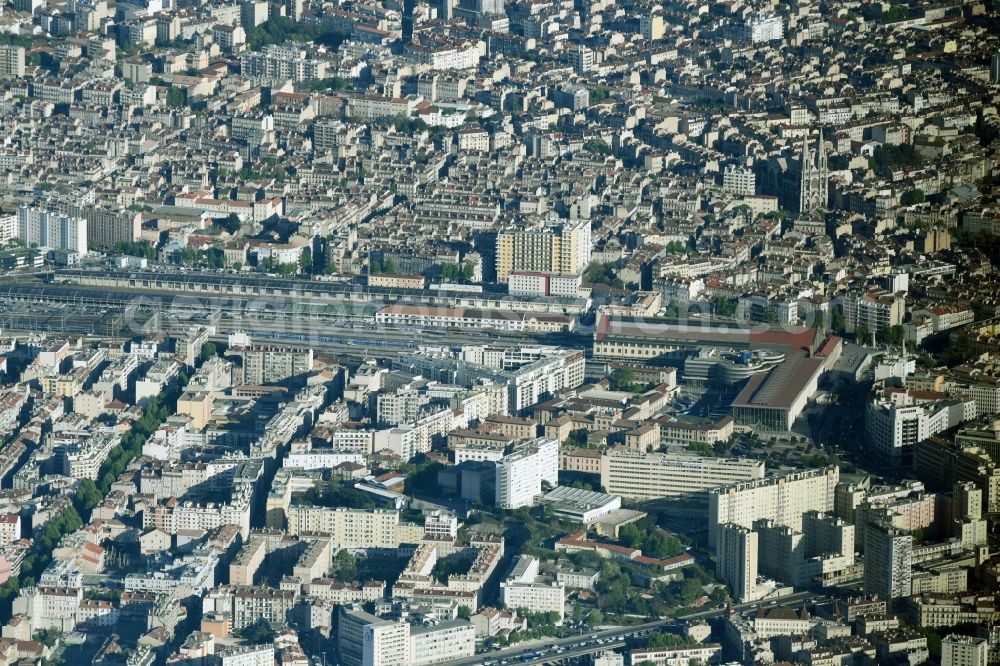 Aerial image Marseille - Track progress and building of the main station of the railway in Marseille in Provence-Alpes-Cote d'Azur, France