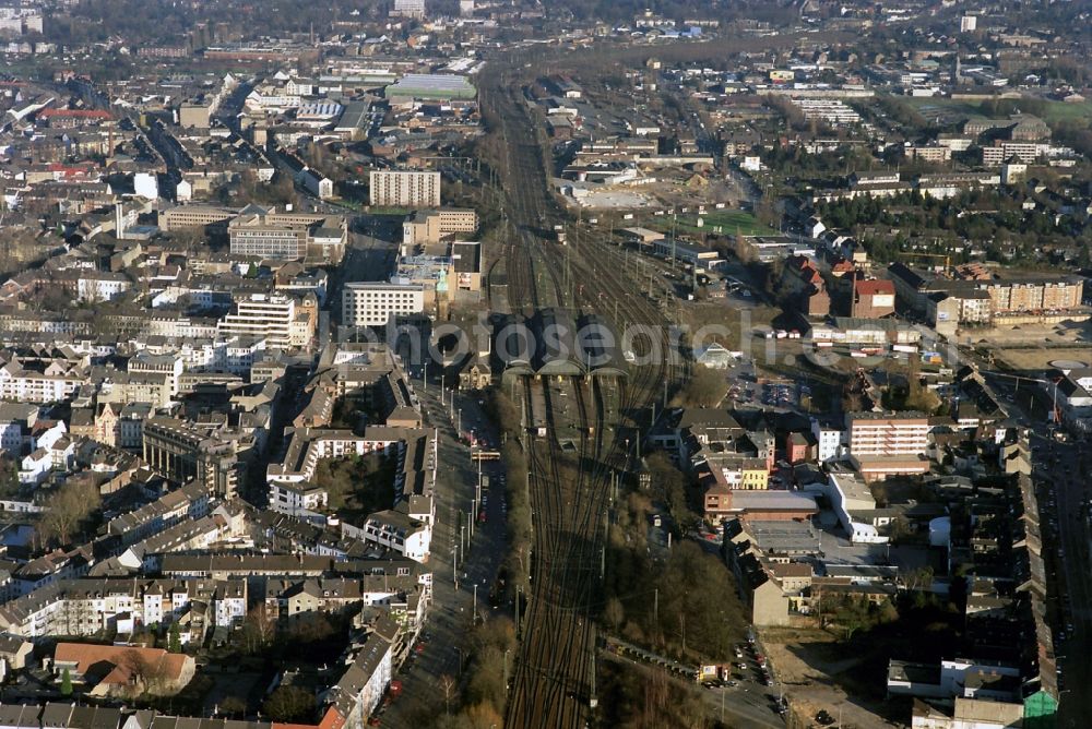 Aerial image Krefeld - The main station of the city of Krefeld in North Rhine-Westphalia