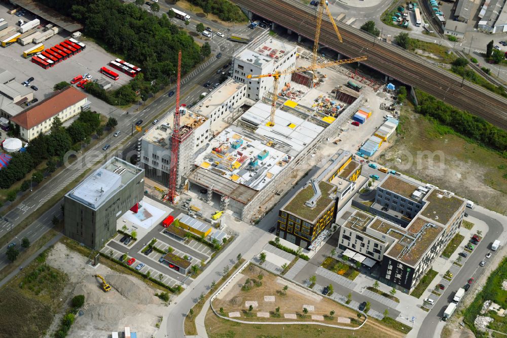 Aerial photograph Karlsruhe - Building of a new central fire station on Zimmerstrasse in Karlsruhe in the state Baden-Wurttemberg, Germany