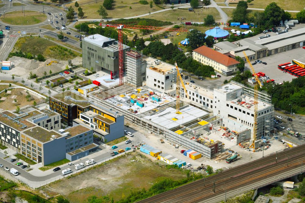 Aerial photograph Karlsruhe - Building of a new central fire station on Zimmerstrasse in Karlsruhe in the state Baden-Wurttemberg, Germany