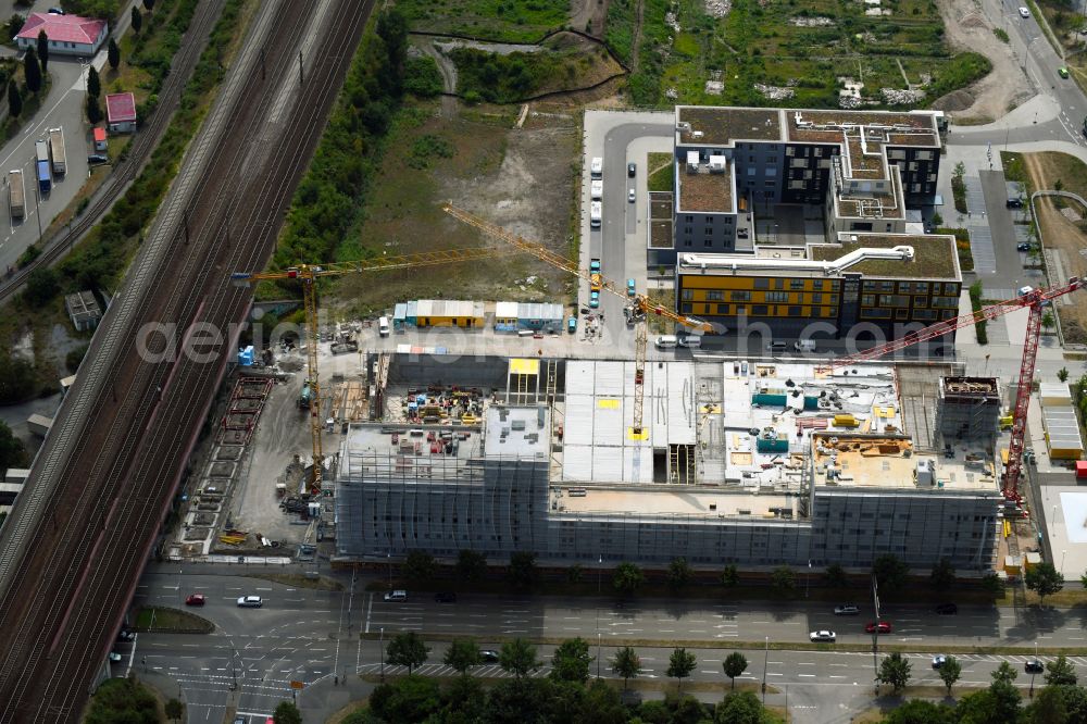 Aerial image Karlsruhe - Building of a new central fire station on Zimmerstrasse in Karlsruhe in the state Baden-Wurttemberg, Germany