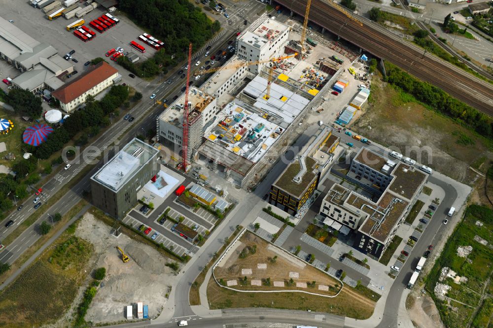 Aerial photograph Karlsruhe - Building of a new central fire station on Zimmerstrasse in Karlsruhe in the state Baden-Wurttemberg, Germany