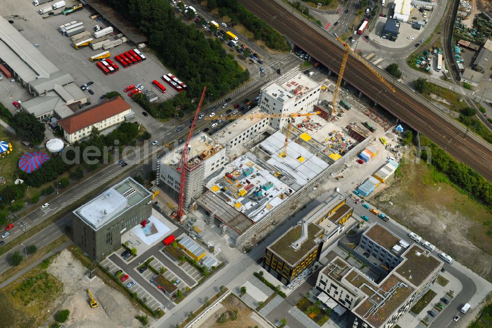 Karlsruhe from above - Building of a new central fire station on Zimmerstrasse in Karlsruhe in the state Baden-Wurttemberg, Germany