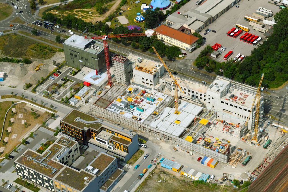 Karlsruhe from above - Building of a new central fire station on Zimmerstrasse in Karlsruhe in the state Baden-Wurttemberg, Germany