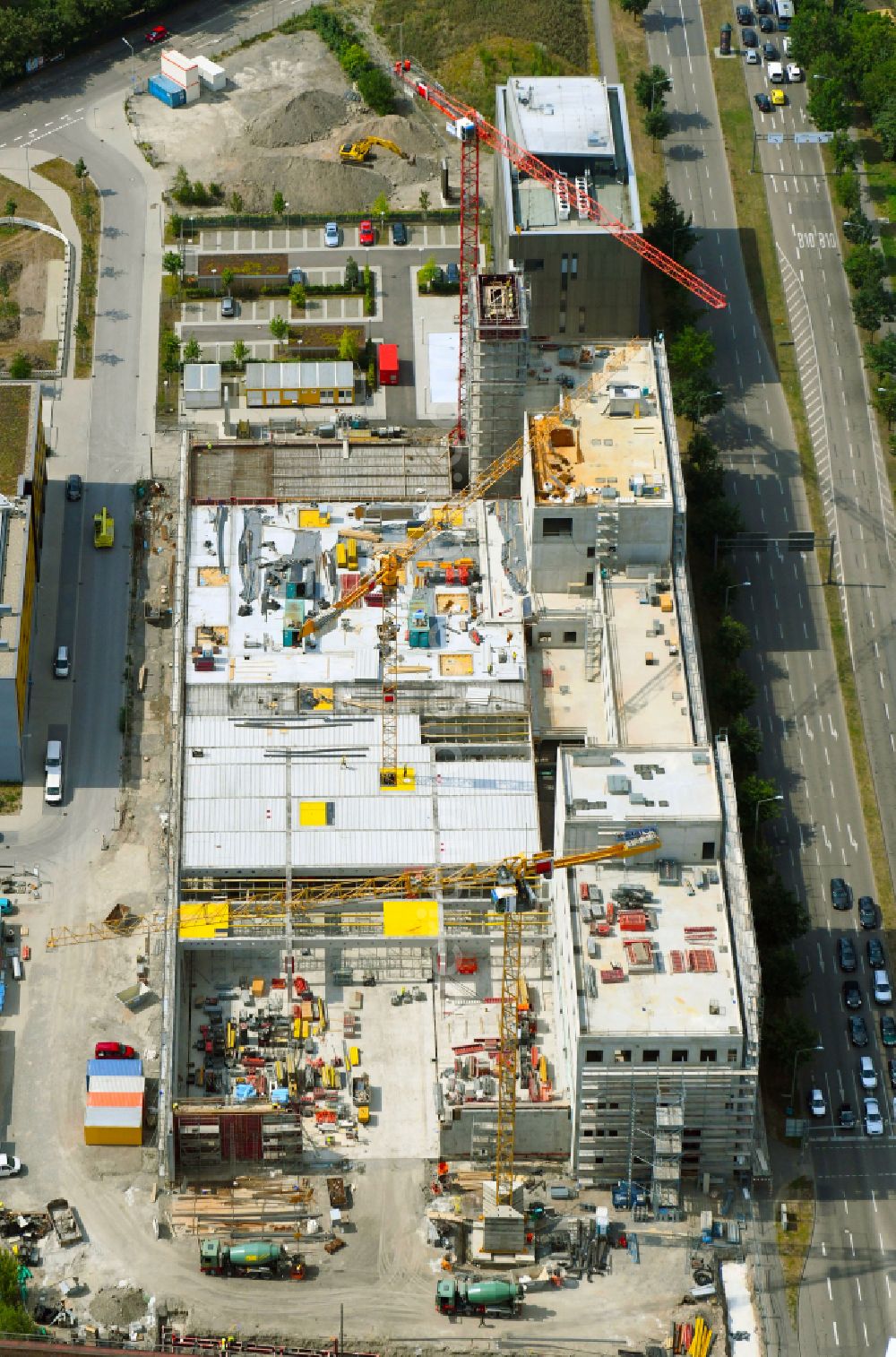 Aerial image Karlsruhe - Building of a new central fire station on Zimmerstrasse in Karlsruhe in the state Baden-Wurttemberg, Germany