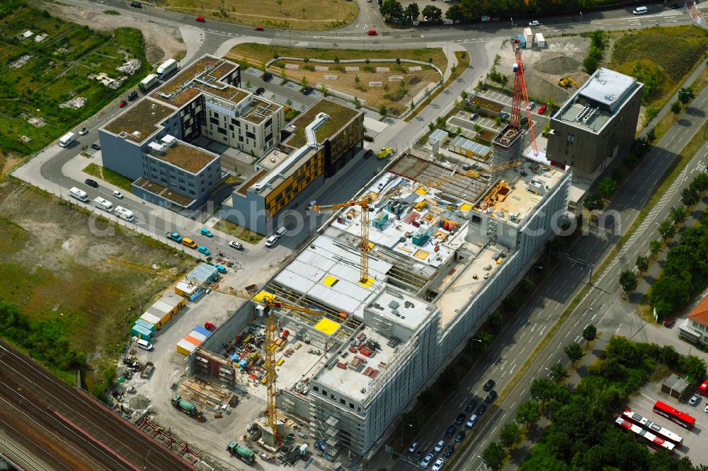 Karlsruhe from above - Building of a new central fire station on Zimmerstrasse in Karlsruhe in the state Baden-Wurttemberg, Germany