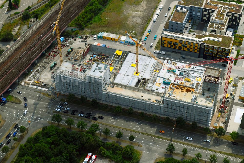 Karlsruhe from above - Building of a new central fire station on Zimmerstrasse in Karlsruhe in the state Baden-Wurttemberg, Germany