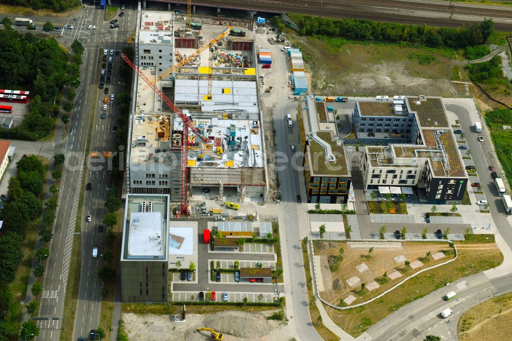 Aerial photograph Karlsruhe - Building of a new central fire station on Zimmerstrasse in Karlsruhe in the state Baden-Wurttemberg, Germany