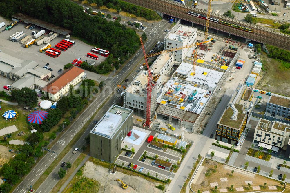 Karlsruhe from above - Building of a new central fire station on Zimmerstrasse in Karlsruhe in the state Baden-Wurttemberg, Germany