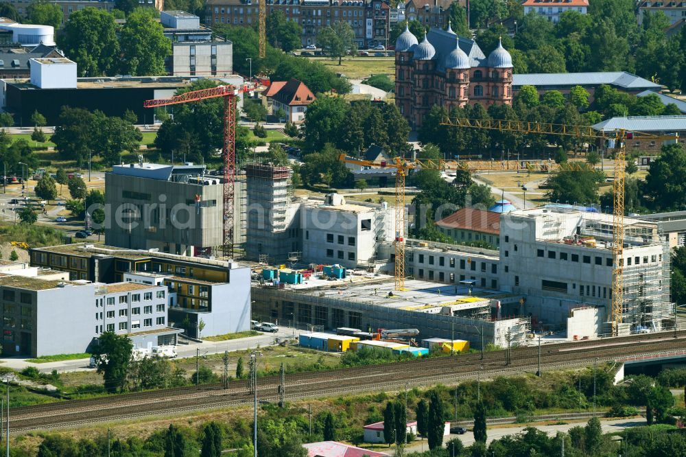 Karlsruhe from above - Building of a new central fire station on Zimmerstrasse in Karlsruhe in the state Baden-Wurttemberg, Germany