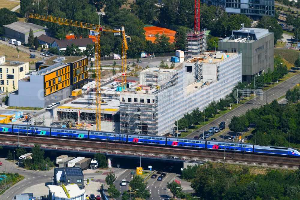 Karlsruhe from above - Building of a new central fire station on Zimmerstrasse in Karlsruhe in the state Baden-Wurttemberg, Germany