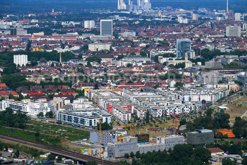 Aerial image Karlsruhe - Building of a new central fire station on Zimmerstrasse in Karlsruhe in the state Baden-Wurttemberg, Germany