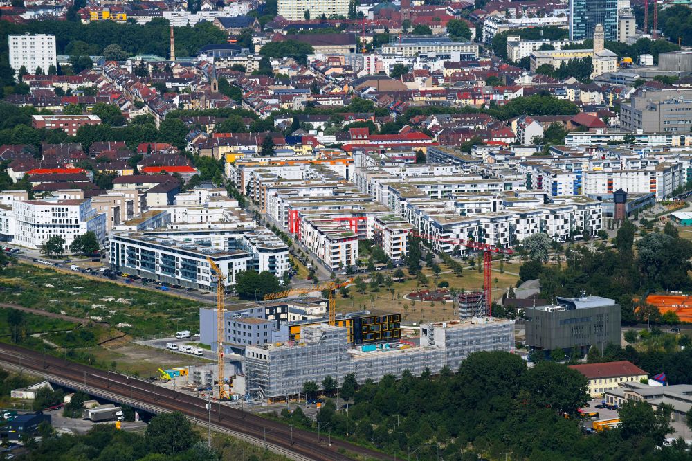 Aerial photograph Karlsruhe - Building of a new central fire station on Zimmerstrasse in Karlsruhe in the state Baden-Wurttemberg, Germany