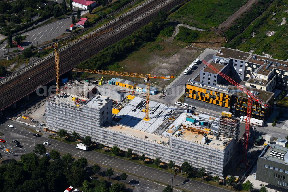 Aerial image Karlsruhe - Building of a new central fire station on Zimmerstrasse in Karlsruhe in the state Baden-Wurttemberg, Germany