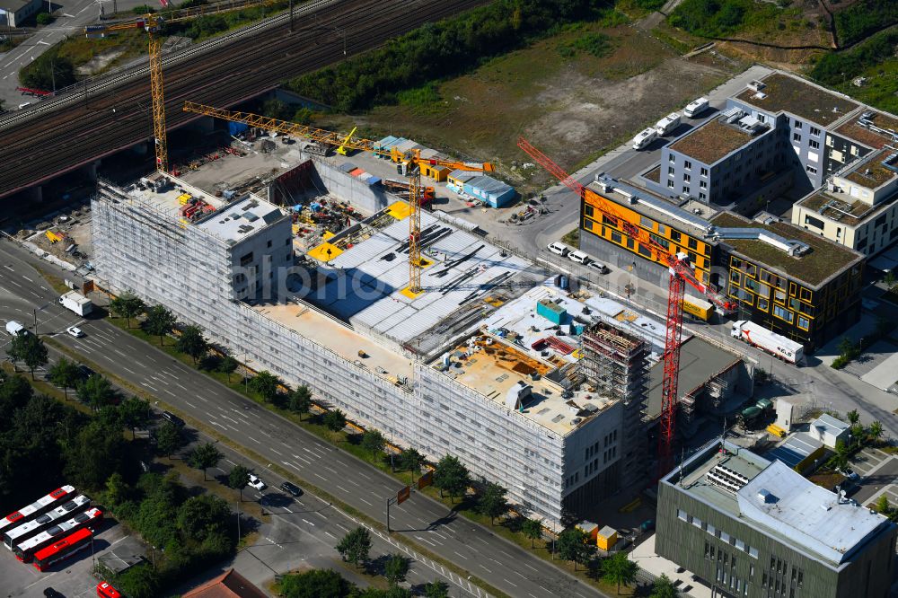 Aerial photograph Karlsruhe - Building of a new central fire station on Zimmerstrasse in Karlsruhe in the state Baden-Wurttemberg, Germany