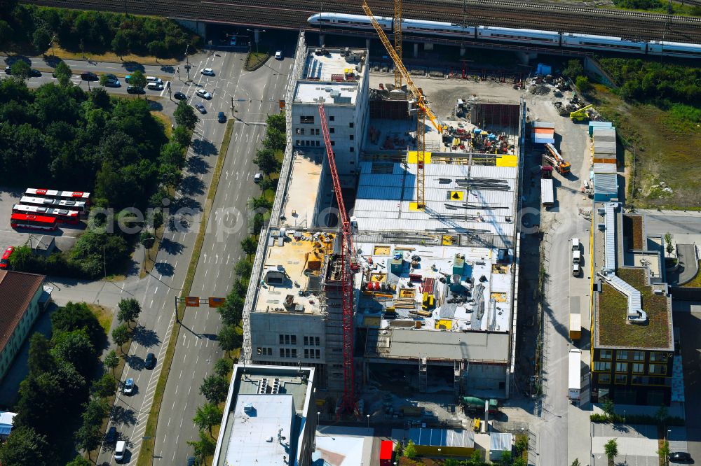 Karlsruhe from above - Building of a new central fire station on Zimmerstrasse in Karlsruhe in the state Baden-Wurttemberg, Germany