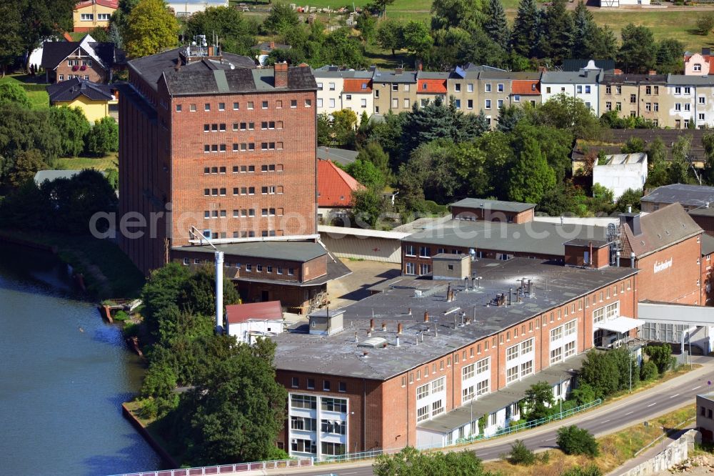 Aerial image Burg - Main building of the burger bread plants at the Niegripper Chaussee in Burg in Saxony-Anhalt