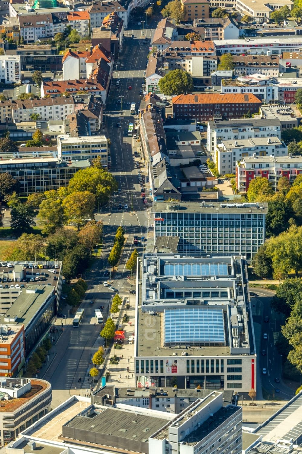 Aerial image Hagen - Main building of the Sparkasse savings bank of Hagen at theKoernerstreet in the center of Hagen in the state North Rhine-Westphalia