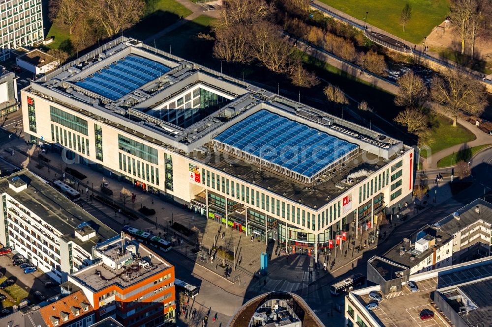 Aerial image Hagen - Main building of the Sparkasse savings bank HagenHerdecke at the Koernerstreet in the center of Hagen in the state North Rhine-Westphalia