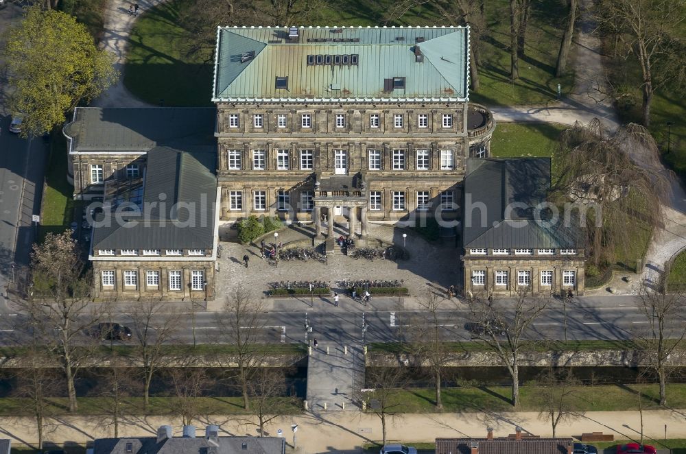 Aerial image Detmold - View of the New Palace, architects Ferdiand Wilhelm Brune and Heinrich Strack is currently the main building of the School of Music in the Neustadt 22 in Detmold in the state of North Rhine-Westphalia