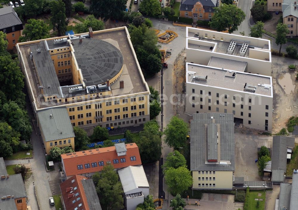 Aerial photograph Jena - The main building of Physics and Astronomy and the Institute for Physical Chemistry, Friedrich-Schiller-University of Jena in Thuringia located at the Max-Wien-Platz