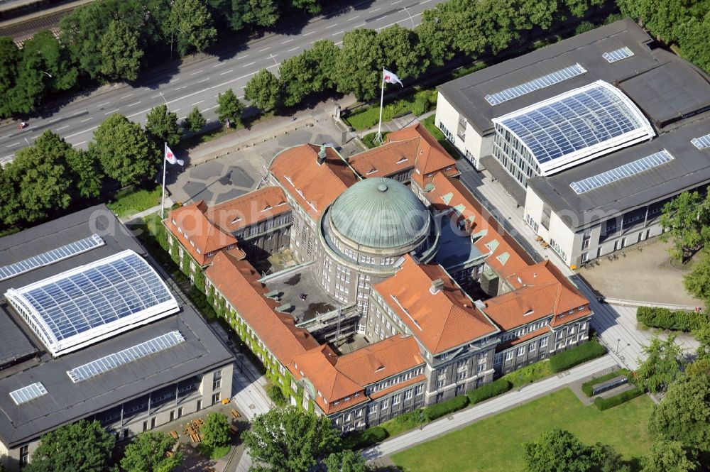 Hamburg from above - Main building of the University of Hamburg Edmund-Siemers-Allee in Hamburg