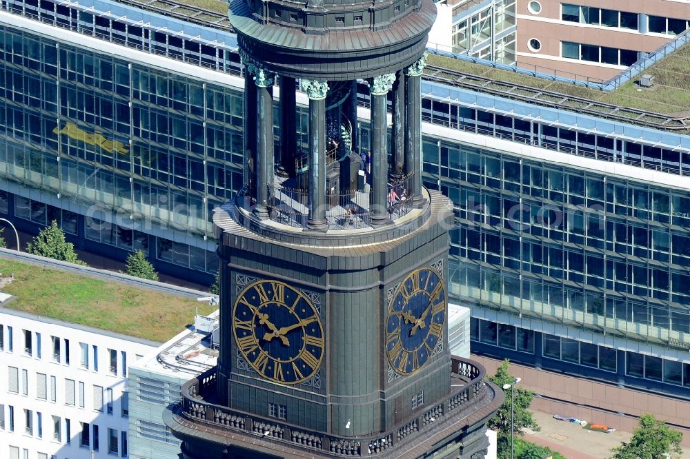 Aerial image Hamburg - View of the church St. Michaelis in Hamburg