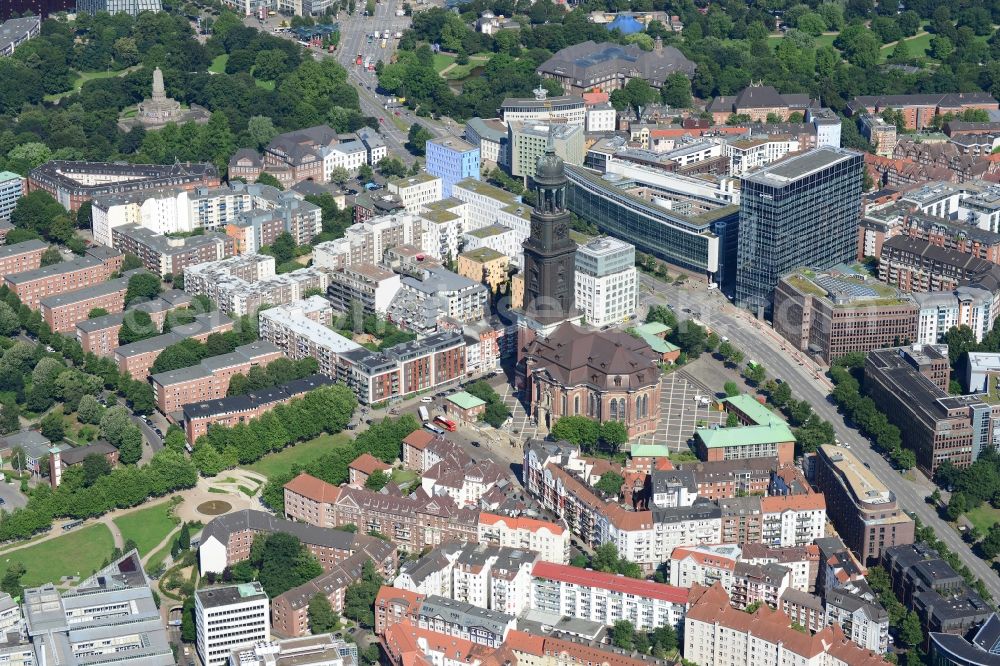 Aerial photograph Hamburg - View of the church St. Michaelis in the district Altstadt in Hamburg