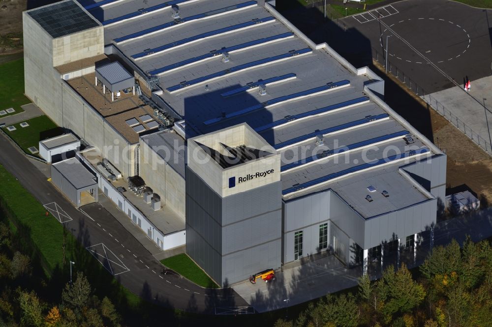 Aerial image Blankenfelde-Mahlow - View at the headquarters of Rolls Royce Germany and the Rolls-Royce Mechanical Test Operations Centre in the commercial area Eschenweg in the local part Dahlewitz in Blankenfelde-Mahlow in Brandenburg