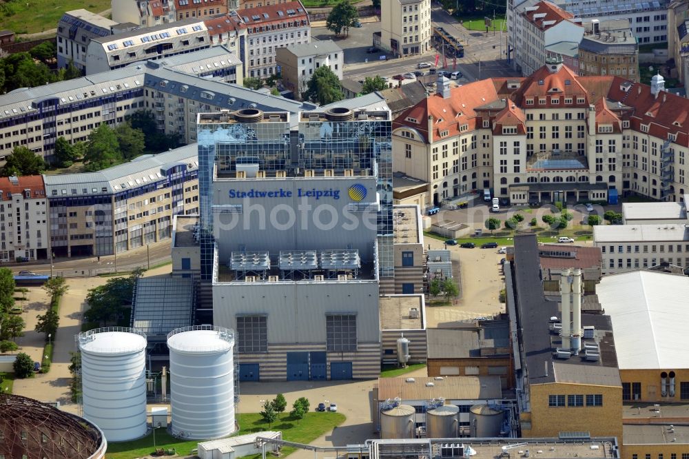 Leipzig from above - View of the head office of the municipal utility Leipzig in the state of Saxony