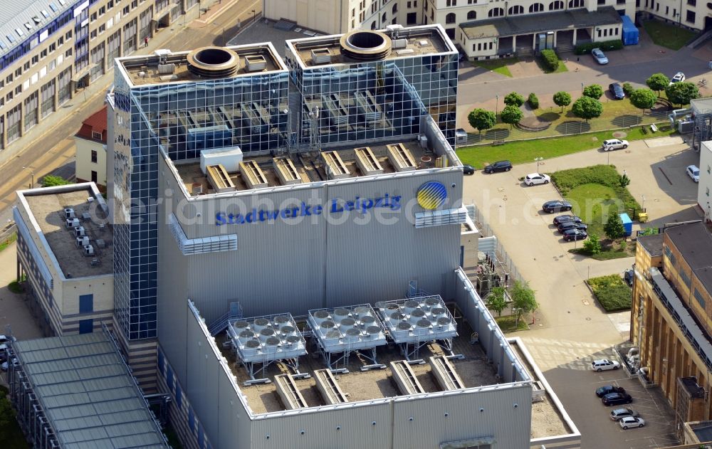 Leipzig from the bird's eye view: View of the head office of the municipal utility Leipzig in the state of Saxony