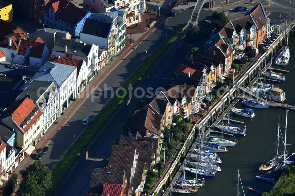 Cuxhaven from above - House series on Schleusenpriel the marina in Cuxhaven in Lower Saxony