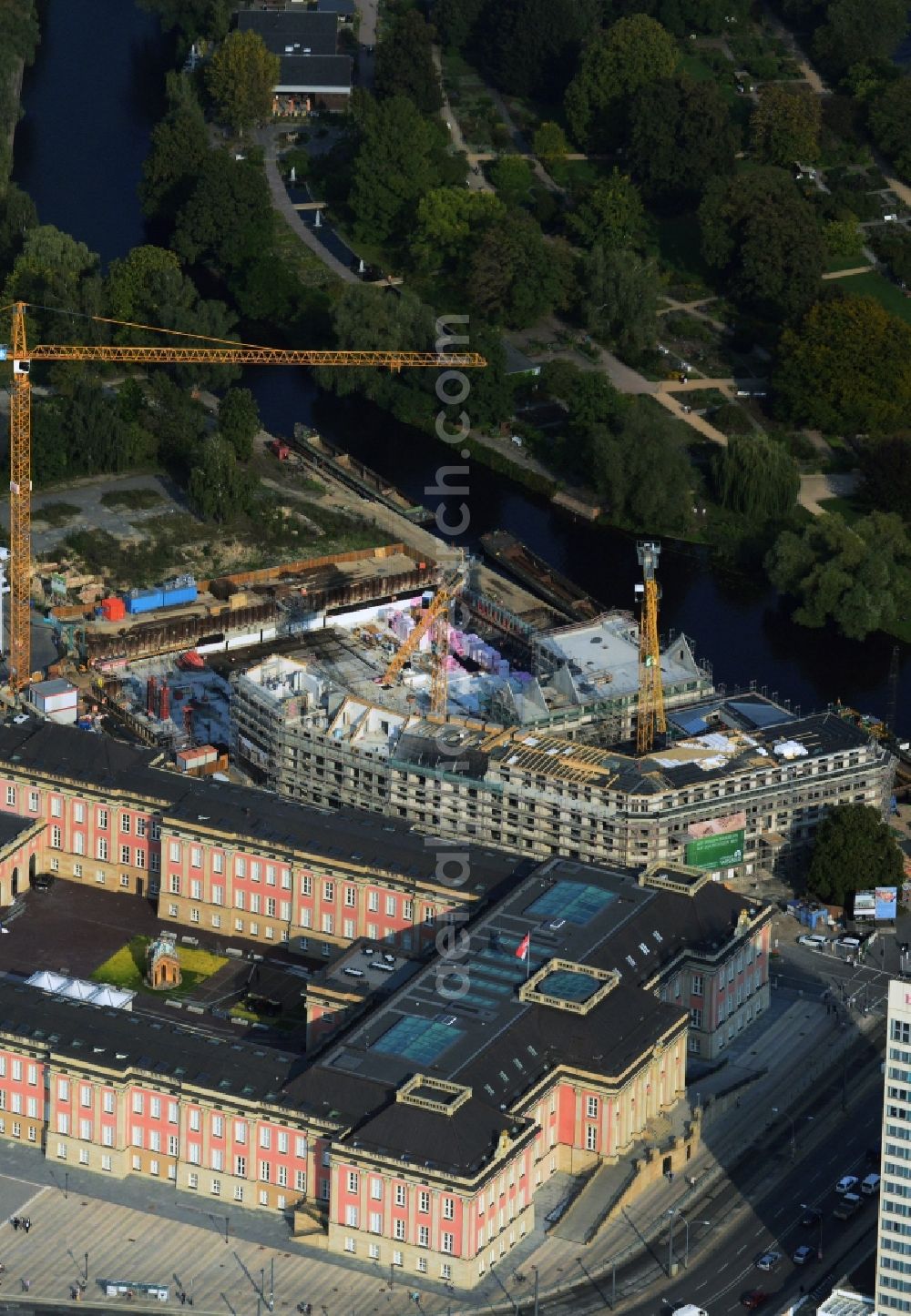 Potsdam from above - View of the Havelbank construction in Potsdam in the state of Brandenburg